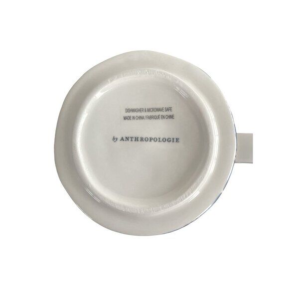Anthropologie Blue Tile Coffee Mug Thumb Rest Handle Letter Monogram T 16 OZ New - Picture 5 of 5